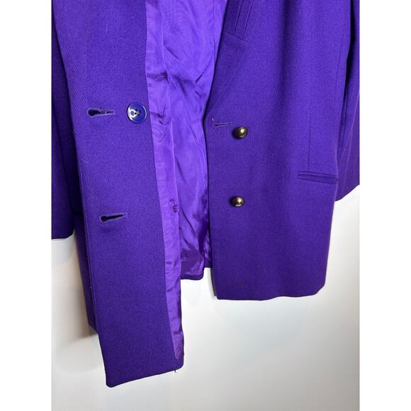Vintage Oleg Cassini Purple Double Breasted Blazer Gold Buttons 80s 90s medium - Picture 10 of 12